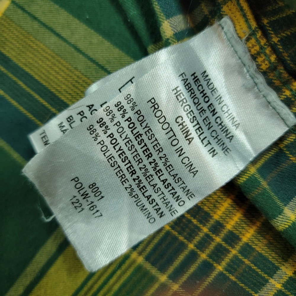 Legendary Outdoors Mens XL Green Yellow Plaid Snap Front Flannel Shirt POLW-1617 - Picture 7 of 8